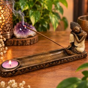 Buddha füstölőtartó mécsestartóval – a belső béke és harmónia szimbóluma
