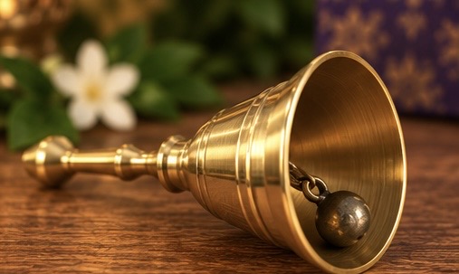 Díszített meditációs kézi csengő – spirituális csengő jógához, meditációhoz és szertartásokhoz