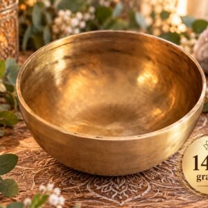 Tibeti hangtál 1411 gramm – Nagy aranyszínű meditációs hangtál hangfürdőhöz és relaxációhoz