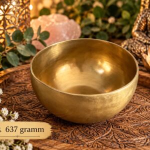 Tibeti hangtál 637 gramm – Aranyszínű meditációs hangtál relaxációhoz és hangfürdőhöz