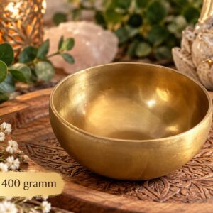 Tibeti hangtál 400 gramm – Aranyszínű meditációs hangtál jógához és relaxációhoz