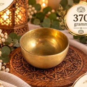 Tibeti hangtál 370 gramm – Aranyszínű meditációs hangtál relaxációhoz és jógához
