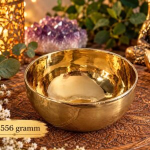 Tibeti hangtál 556 gramm – Fényes aranyszínű meditációs hangtál